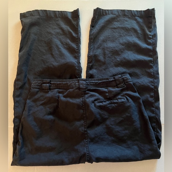 🌈 HUDSON Black Wide Leg Flare Linen Pants High Rise Size 30/10 - Picture 12 of 13